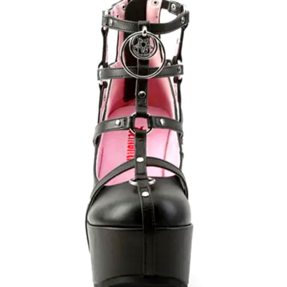 Demonia wedge platform booties